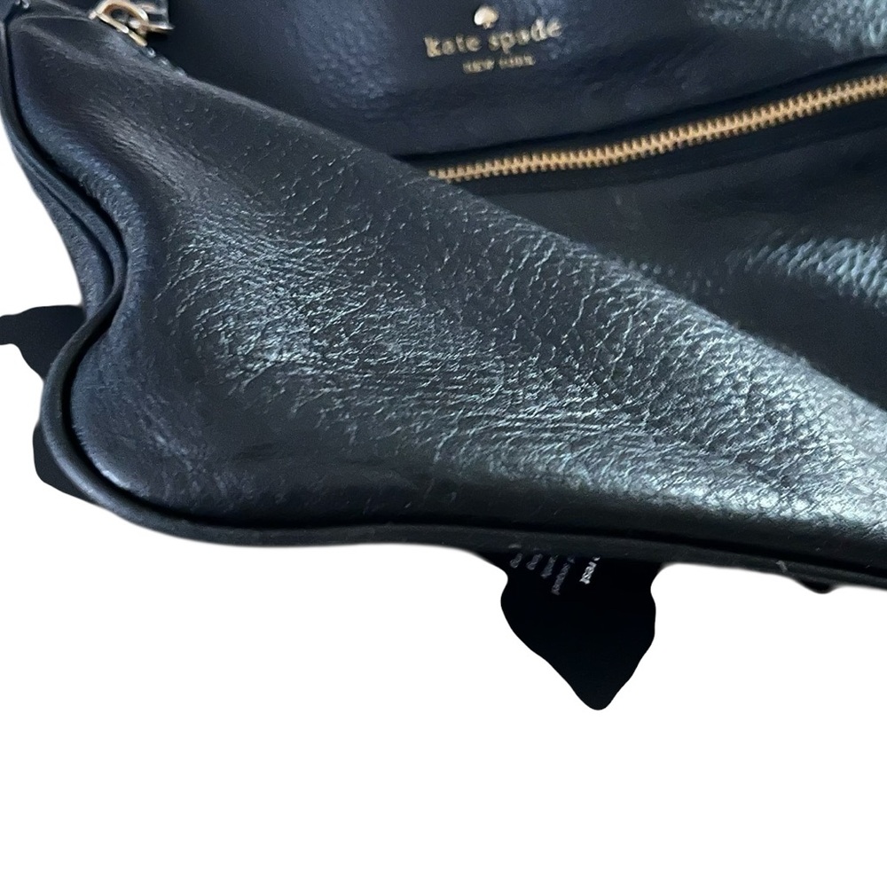 Kate Spade Womens Black Soft Pebble Leather Zip Crossbody Messenger Bag Handbag - Picture 8 of 14
